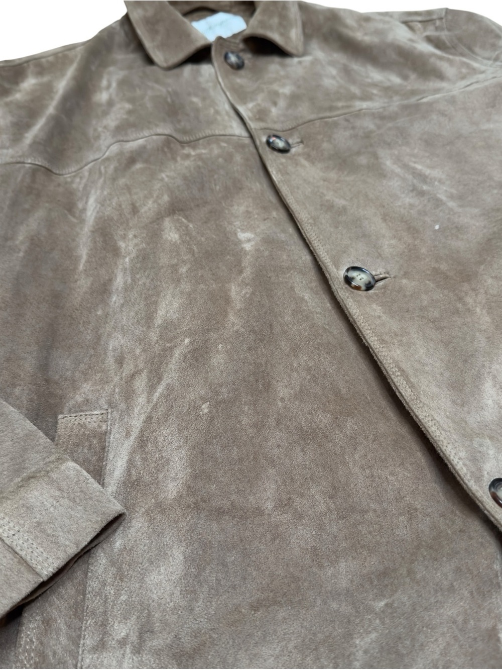 Norm Thompson Genuine Suede Leather Shirt Jacket Tan Overshirt Men’s XXL Coat - Picture 6 of 11